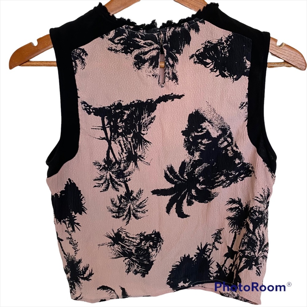 Zara Palm Tree Sleeveless Top, Size Small